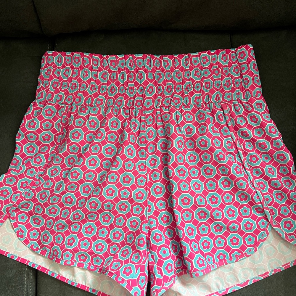 Pink Lily Athletic Shorts Pink and Blue